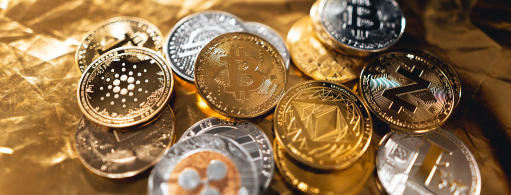 Cryptocurrency golden bitcoin image for crypto currency